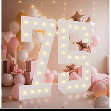 4FT White Light Up Marquee Number 25 Birthday Party Decoration, Plastic
