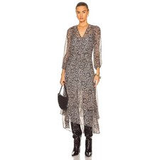 Veronica Beard Quinlan High-Low 100% Silk Paisley Print Georgette Midi Dress 6