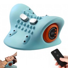 Remote Electric Neck Massager Rechargeable Hot Compress Massage Pillow EMS Pulse