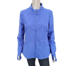 Spyder Womens Active Jacket Large Size Blue Long Sleeves Zip Front w Pockets