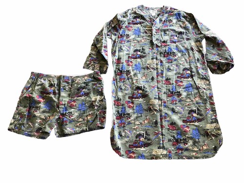 Vintage L.L. Bean Charles Goodnight Sleep Shirt Gown W Boxers, Outdoors Fish
