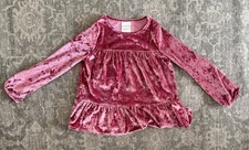 Girls Jumping Beans Velour Magenta Pink Purple Long Sleeve Shirt Warm EUC Size 5