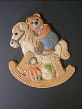 Vintage HOMCO Frankies Designs Bear 80s 1980s Wall Plaque 1986 Nursery Decor