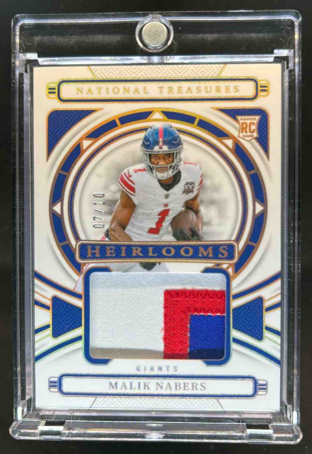 2024 National Treasures Malik Nabers Heirlooms RC Patch Holo Gold #7/10 Giants