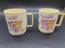 1986 POPPLES Plastic Mug By Deka set of 2