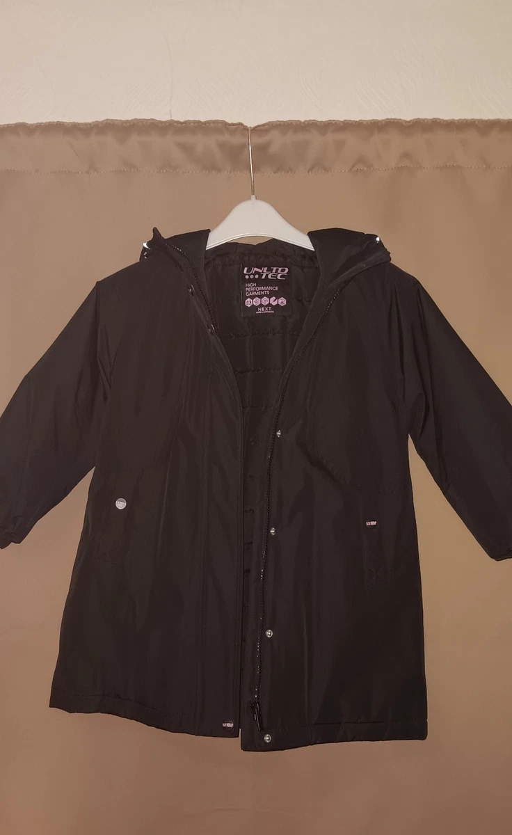 Girls NEXT coat age 8 NEW winter waterproof windbreaker black padded zip up ho