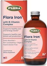 Flora Iron - Vegan Liquid Iron Supplement with B Vitamins - Offers Red Blood and