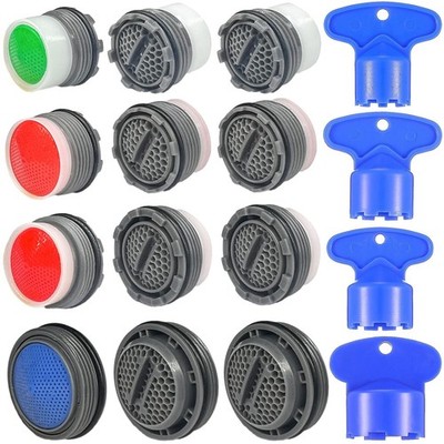 Faucet Aerator Kit 12pcs, Replacement Inserts w/ Removal Key M16.5 24mm