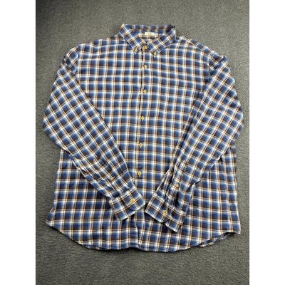 J.Crew Mens Slim Fit Blue White Plaid Long Sleeve Button Down Shirt Large Cotton
