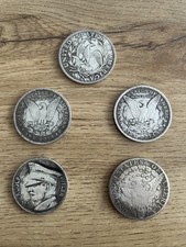 5 historische Münzen – USA Dollar Motive & Reichsmark – Sammlerstücke