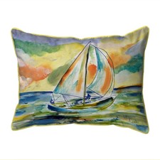 Betsy Drake Orange Sailboat Large Indoor Outdoor Pillow 16x20