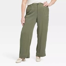 A New Day NWT Pants High-Rise Straight Trousers Olive Green Women's Size 2L