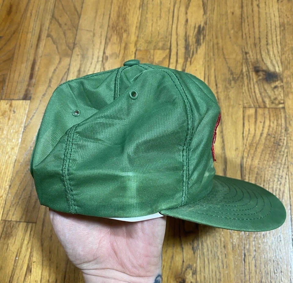 Sombrero de aceite cabeza de lobo vintage años 50 60, estación de servicio verde Rockabilly Trucker Foto 3 de 4