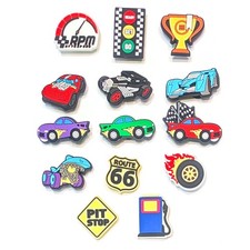 CAR RACING SHOE CHARMS Pack of 14 Gift For Boy/Kid/Teen Set Lot Fits Crocs