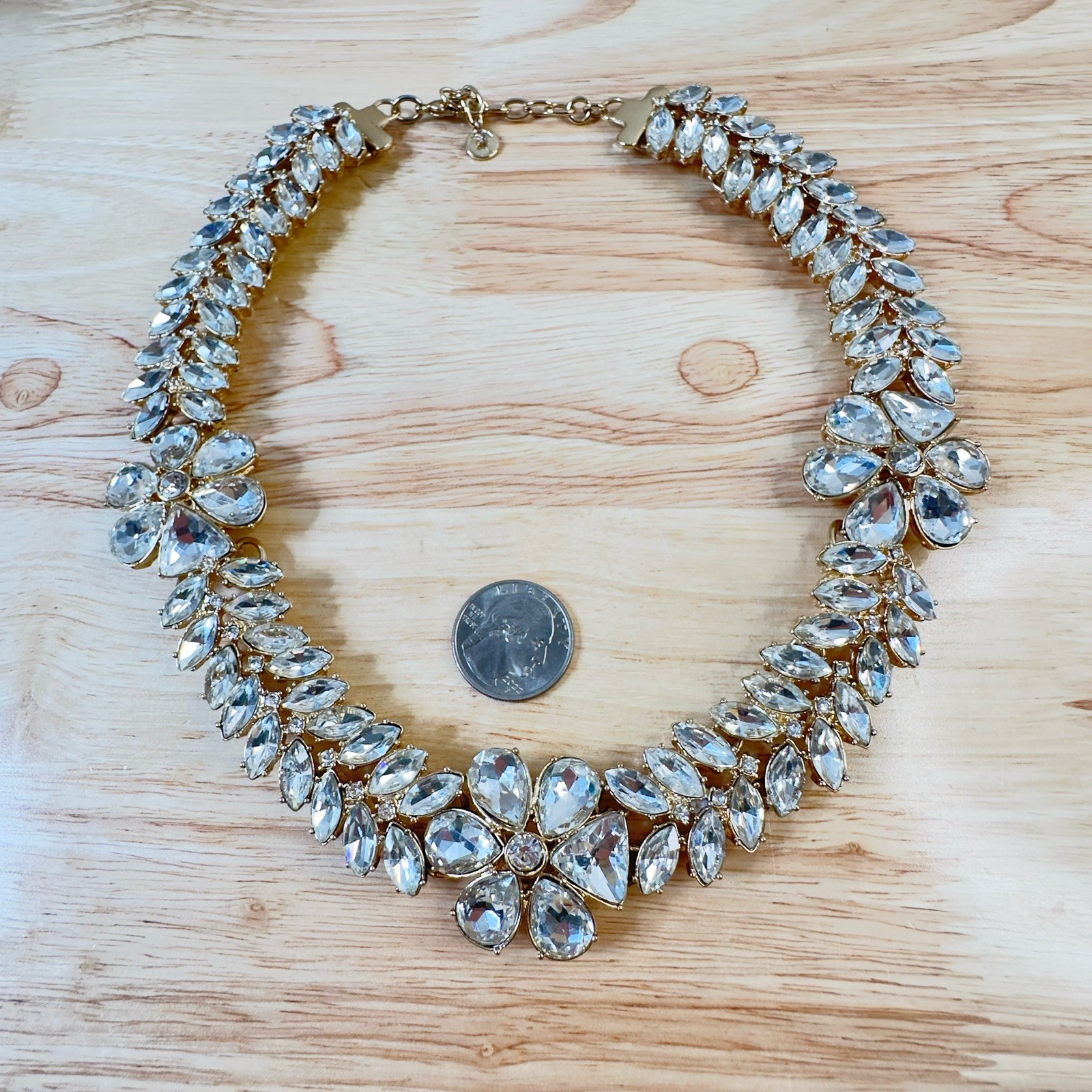 Talbots Chunky Statement Necklace Clear Rhineston… - image 3