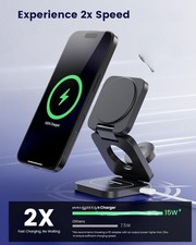 Premium 3-in-1 Wireless Charging Station 15W Fast Charge iPhone Apple Watch