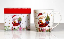 Santa Bone China Jumbo Mug in Gift Box Christmas Coffee Mug 16 oz Holiday Mug