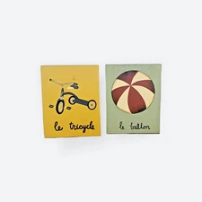 Set of 2 Hand-Painted French Wooden Signs – Kids Room wall Decor 