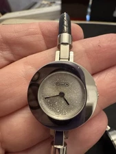 Vintage Women's Coach Leather Bangle Watch w/ 5 Interchangeable Bezels