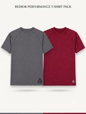 NWT-Reebok Performance T-Shirt 2 Pack Gray Red Short Sleeve, Size XL