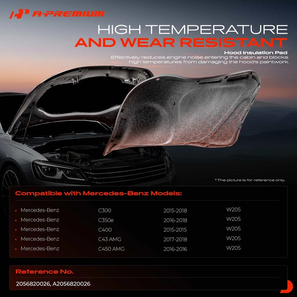 Almohadilla de panel de aislamiento del capó del motor A-Premium nueva para Mercedes-Benz W205 C300 C350e Foto 2 de 4