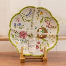 Shabby Chic Floral Bamboo Fiber Plates Set of 4 Salad Appetizer Dessert