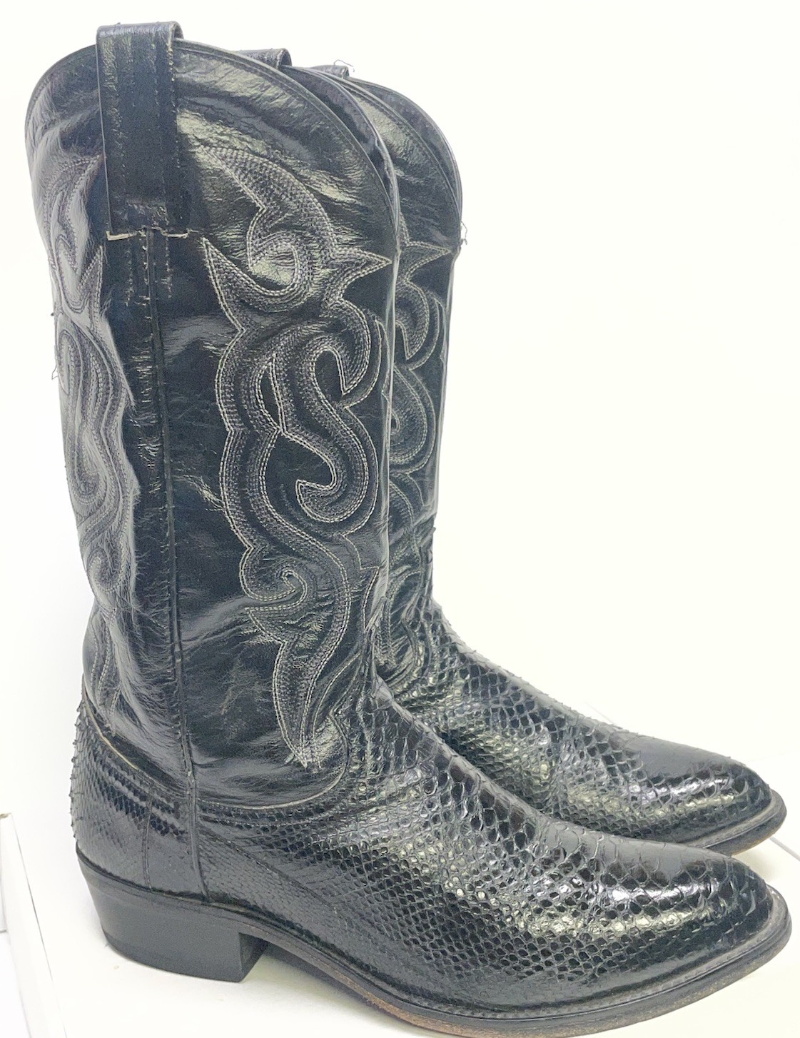 Dan Post Cowboy Boots Black Python Western Size 9… - image 2