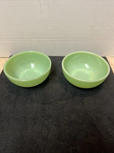 Vtg Fire King Jadeite Green Depression Milk Glass 5" Cereal Soup Bowl LOT OF 2!