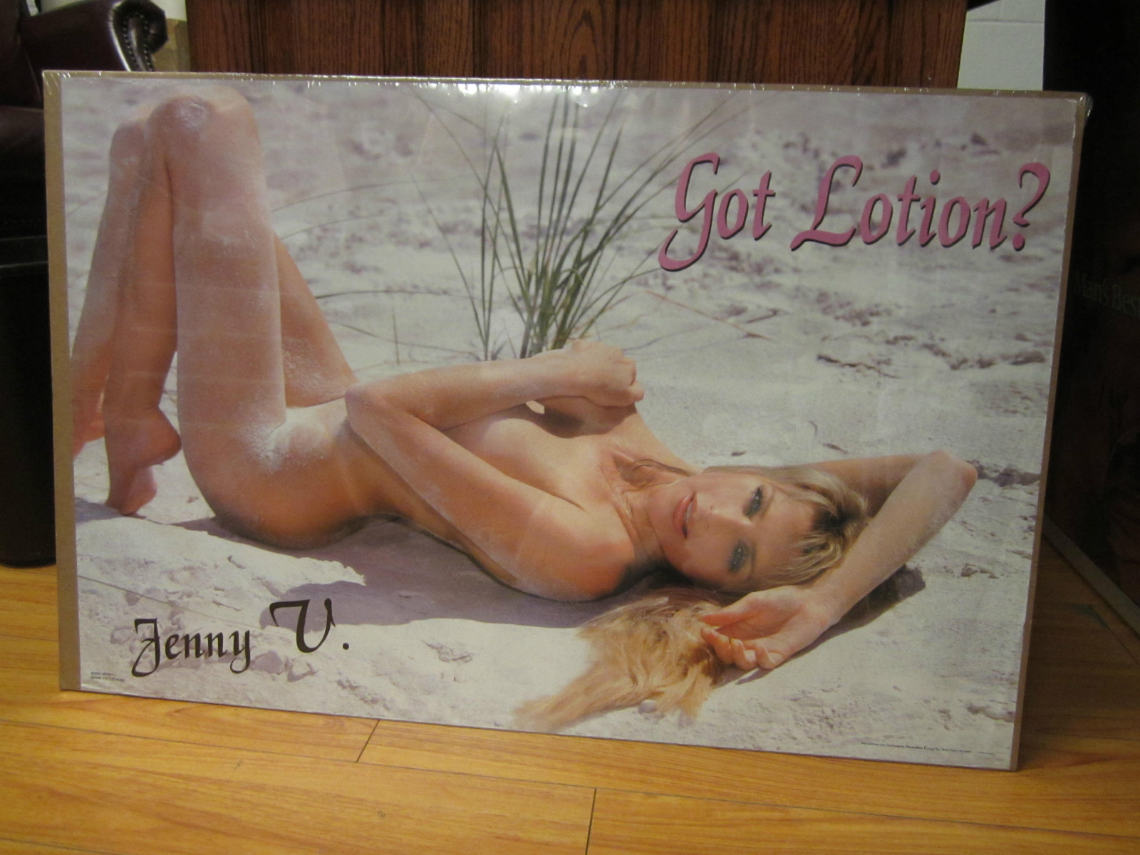 Jenny V got lotion? Hot girl ORIGINAL man cave car garage Vintage Poster  101