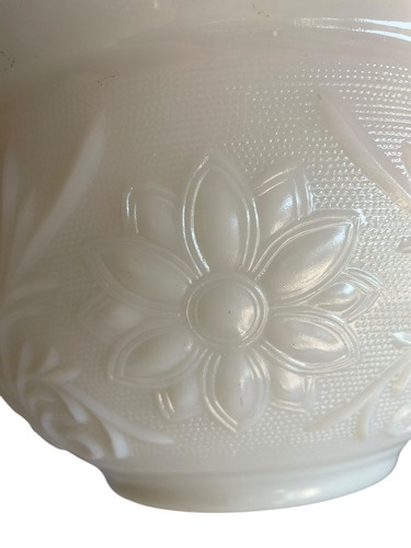 Anchor hocking Sandwich Ivory Gold Rim Embossed Floral Punch Bowl & cups (9) - Picture 7 of 15