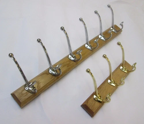 2 size OAK HANDMADE WOODEN CHILDREN'S COAT RACK KEYS JEWELLERY HANGING HOOKS D10