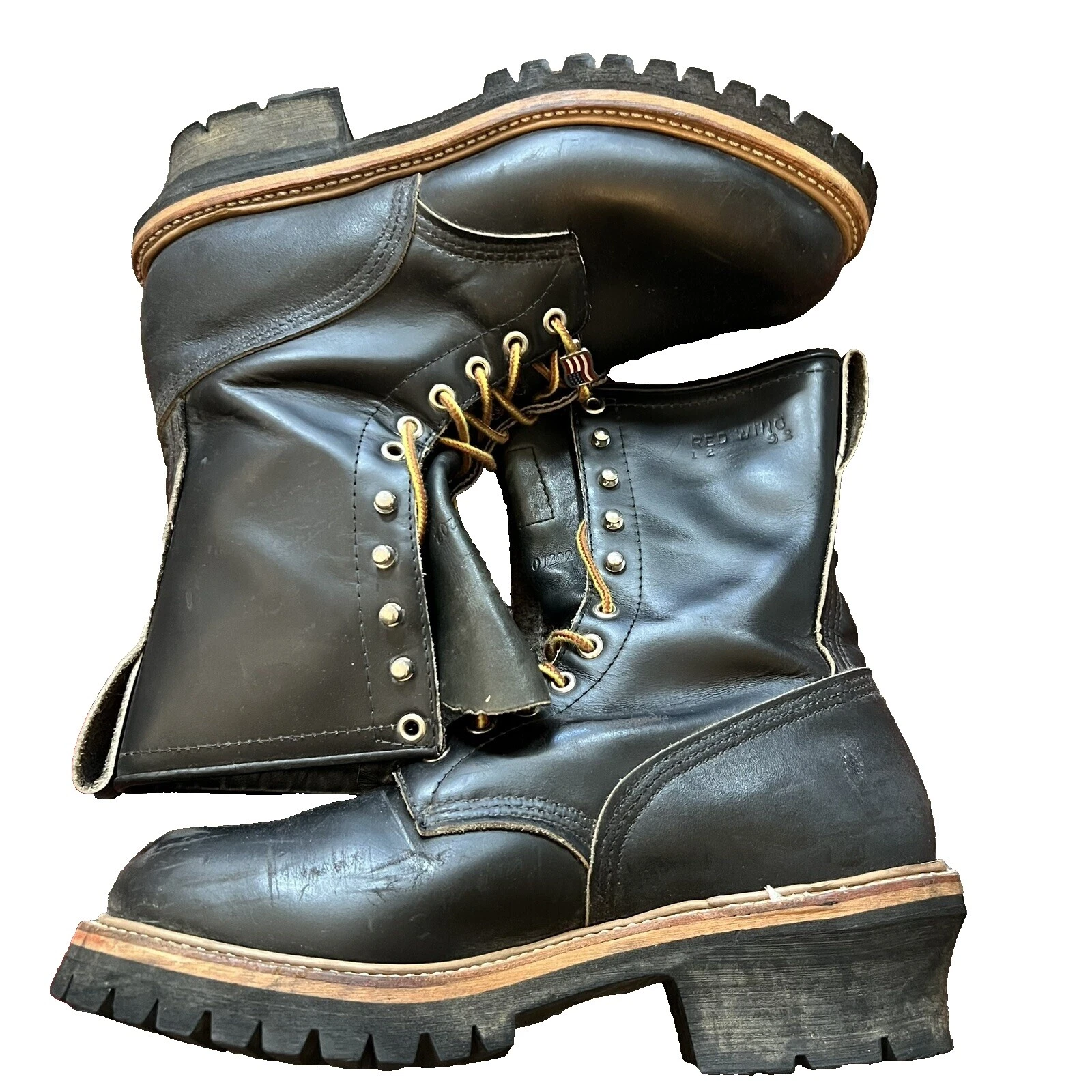 Cuero Negro Zapatos Red Wing Shoes Vintage para Hombres