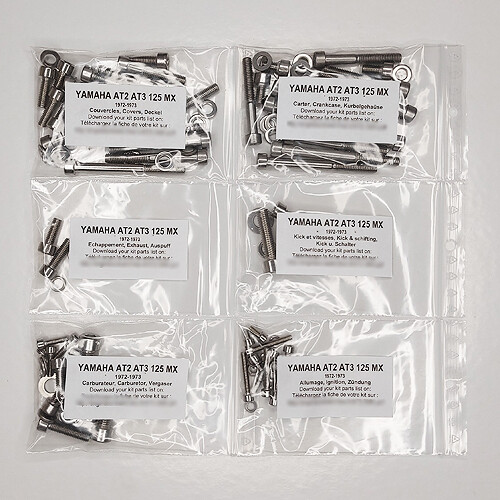 Kit vis allen inox moteur Yamaha AT2 AT3 MX 125 1972 1973