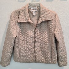 Chico's Women's Quilted Mid-Length Jacket Size 1 Beige