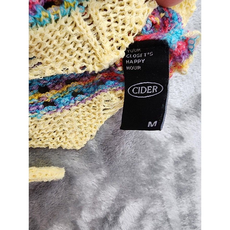 Cider Floral Lace Up Knit Crop Top Size M Multicolor Spacedye Marled