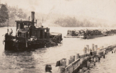 Elk Rapids Michigan Torch River Logging Ship Haul Lumber Docks Transportation