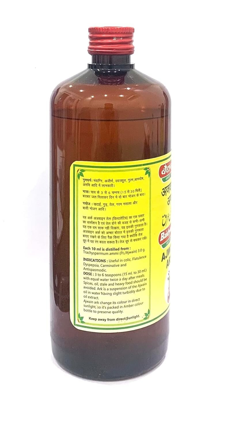 Baidyanath Jhansi Ajwain Ark helps relieving the stomach ailments.450ml(PACK 1)
