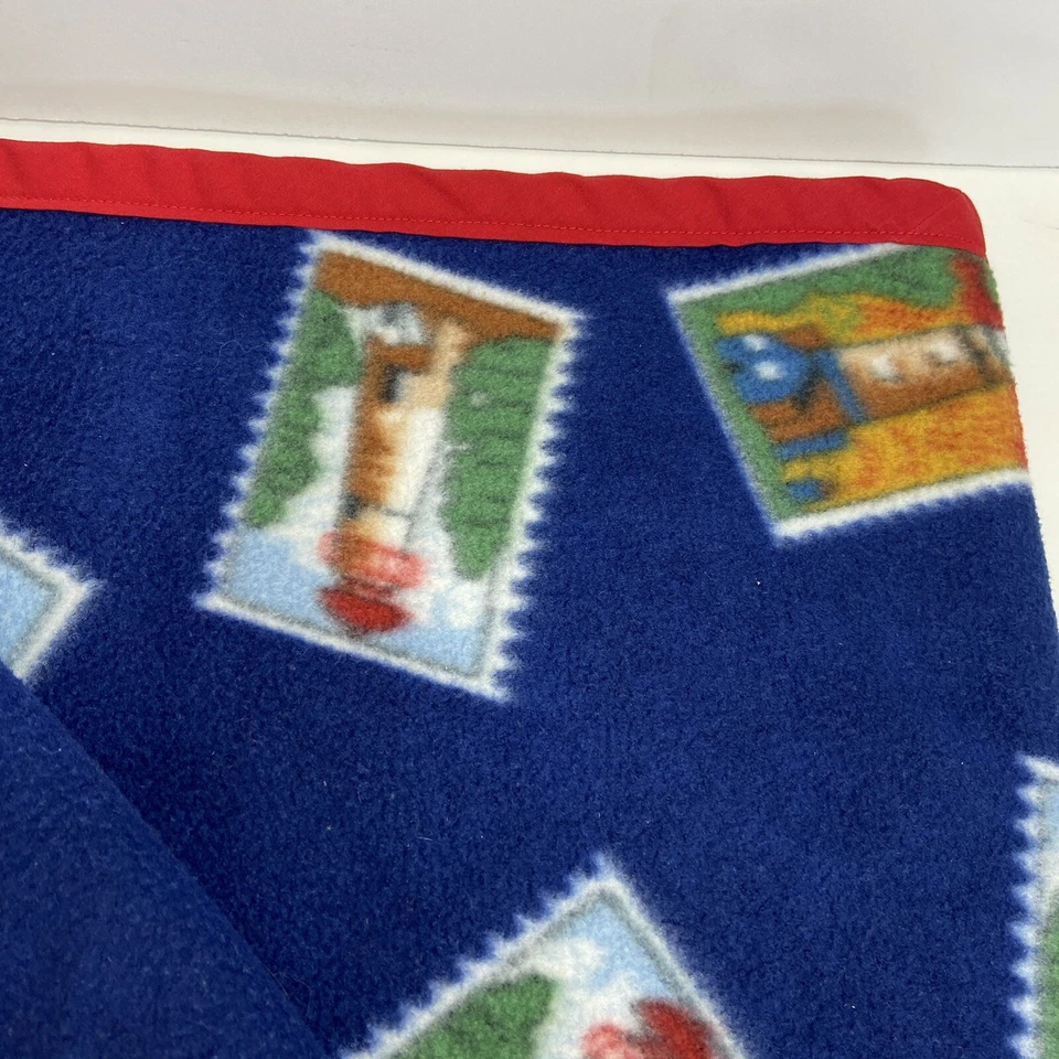 Lighthouse Stamp Sailing Handmade Fleece Twin Cottage Camp Blue Blanket 90”x58” - Image 3 of 4