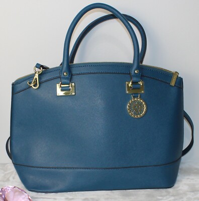 Anne Klein Blue Faux Leather Handbag Crossbody Shoulder Purse