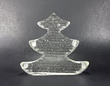 VTG Glass Block Christmas Tree Candle Holder Blenko Style Clear MCM 7.5"