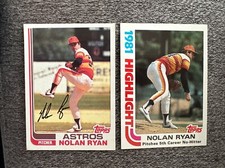 NOLAN RYAN 1982 TOPPS BASEBALL 2 DIFFERENT CARD LOT BASE #90 HIGHLIGHT #5 ASTROS