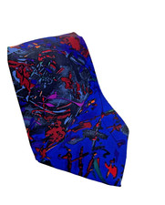 Miles Tie 100% Silk Blue Abstract 57x4 Necktie Made in USA (119)