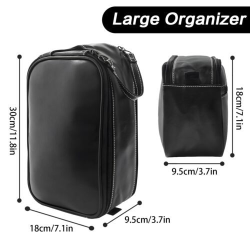 Men's Shaving Bag Leather Travel Toiletry Organizer for Bathroom Accessories - Picture 2 of 7