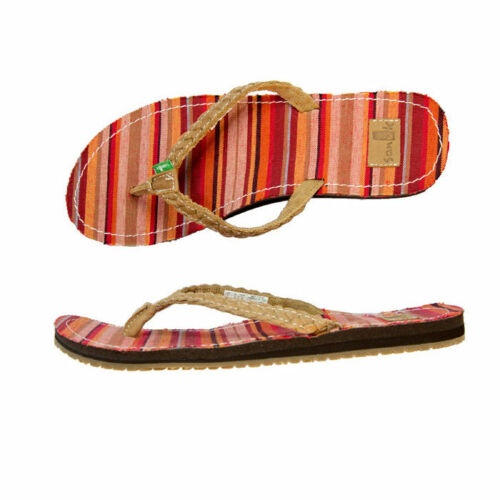 Sanuk Womens Poncho Viva FlipFlops Multi Red 5 New