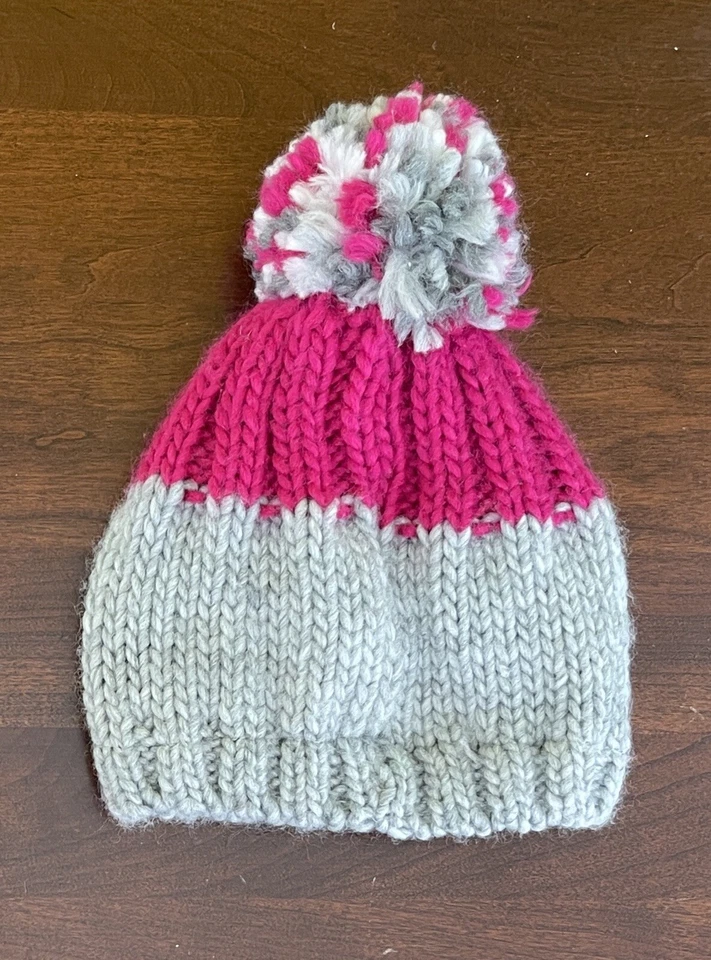 Carters Baby Girls Lined Cozy Soft Cute Owl Knit Pom Pom Hat Pink Gray 0-3 M - Image 2 of 4