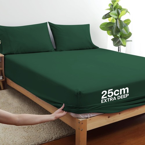 Extra Deep 25 cm Full Fitted Sheets Elastic Bed Sheets Single Double King Sizes - Picture 78 of 80