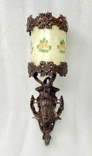 Antique Aluminium Light Lamp Old Horse Art Painted Design Wall Lamp Fixture - Picture 9 of 9