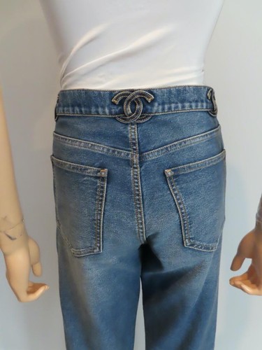 NWT CHANEL Blue Denim CC Logo Jeans F 42/US 10 - Picture 12 of 20