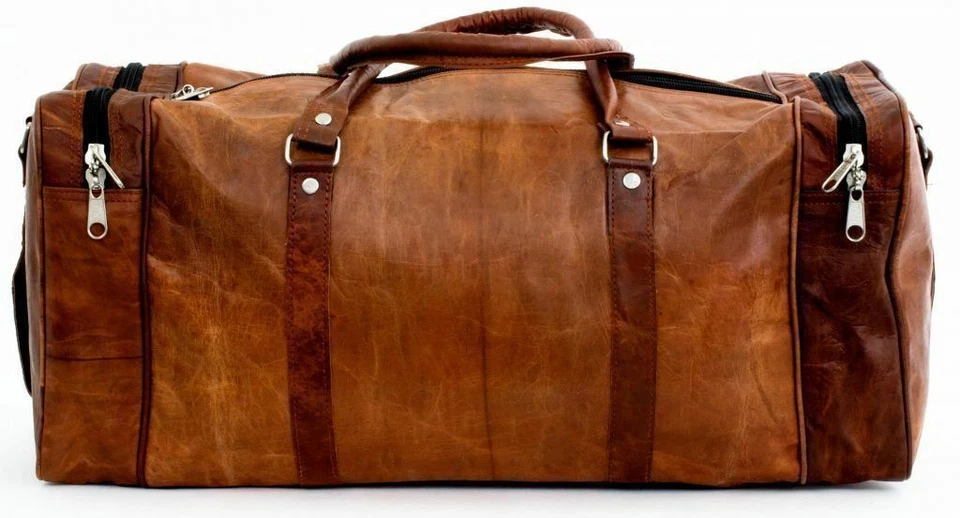 Genuine Leather luggage gym weekend overnight Women duffle bag 20" vintage - image 2 of 4