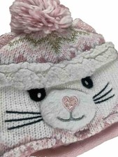 Childrens Place Girls Lamb Beanie Hat Medium 2T/3T WHITE /PINK